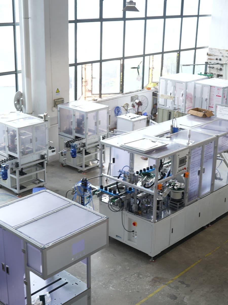 Machines in assembly, seen from the mezzanine