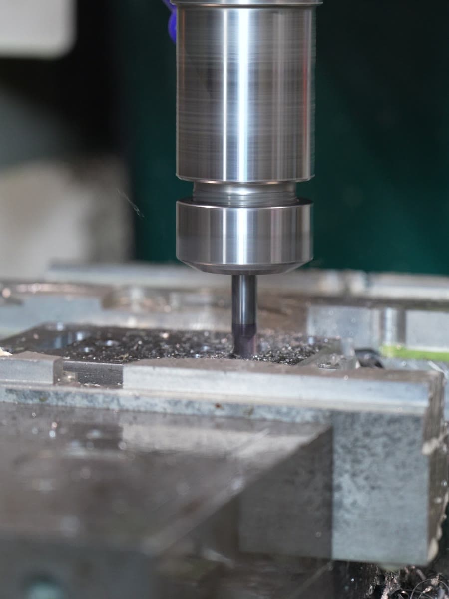 End mill cutting a tooling plate